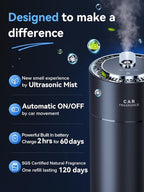 Ceeniu Smart Car Air Fresheners, New Smell Experience By Ultrasonic Mist, Auto On/Off, Powerful Built-in Battery, Natural Fra