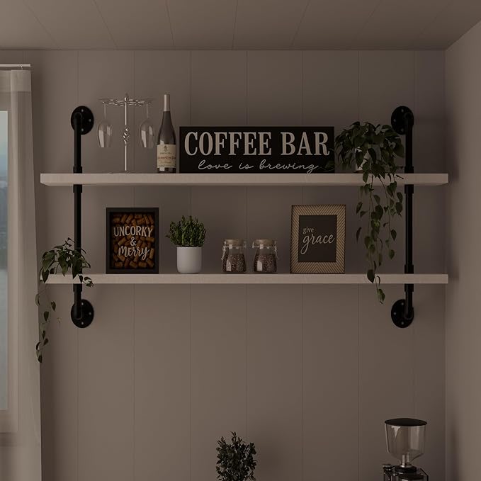 Floating Bookshelf Bathroom Shelves Over Toilet Industrial Pipe Shelving Pipe Shelves Rustic White Wall Shelves 36 Inch Farmh
