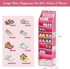 Criusia Shoe Storage, Over the Door Shoe Organizer, Hanging Closet Shoe Storage with Large Deep Pockets, Fits 16–24 Pairs of 