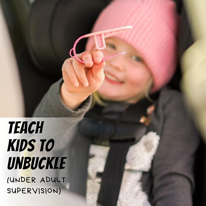 UnbuckleMe Car Seat Buckle Release Tool (As Seen on Shark Tank) - Easy Opener Aid for Arthritis, Long Nails, Older Kids - Button Pusher for Infant, Toddler Car Seats (2 Pack, Pink & Purple)