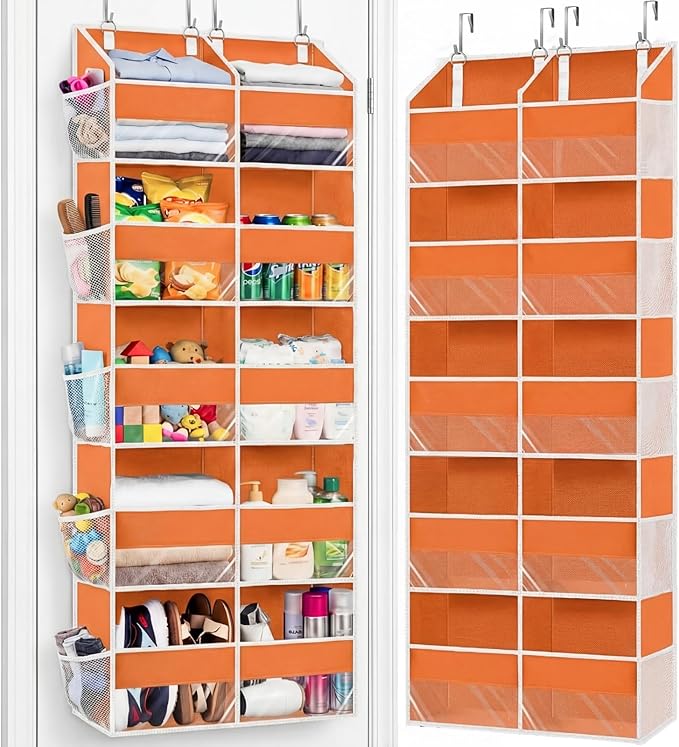 Over The Door Organizer 5 Tiers, Extra Large Behind Door Storage of 10 Compartments, 80 lbs Weight Capacity Hanging Storage O
