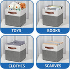 Temary Cube Storage Bins 4 Pack Storage Cubes 11?11 Fabric Storage Bins Foldable Cube Storage Baskets with Handles, Collapsib