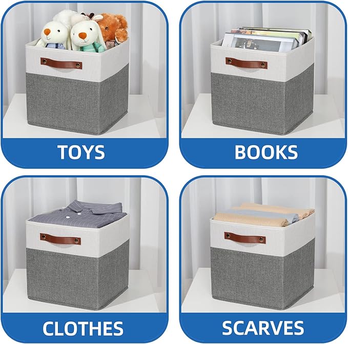 Temary Cube Storage Bins 4 Pack Storage Cubes 11?11 Fabric Storage Bins Foldable Cube Storage Baskets with Handles, Collapsib