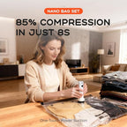 Vacuum Bags for Clothing with Rechargeable Air Pump, 10 Pack Vacuum Seal Bags for Travel, Space Saver Bags for Luggage and Su