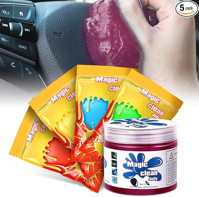 Auto Dynasty Car Cleaning Gel 5 Pack, Car Detailing Kit Cleaner Slime Putty Jelly, Car Interior Air Vent Dust Cleaner for Cam