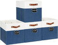 13x13 Storage Cubes 4-Pack, Large Foldable Fabric Cube Storage Bin with Reinforced Bottom and Labels, Organizer Baskets for S