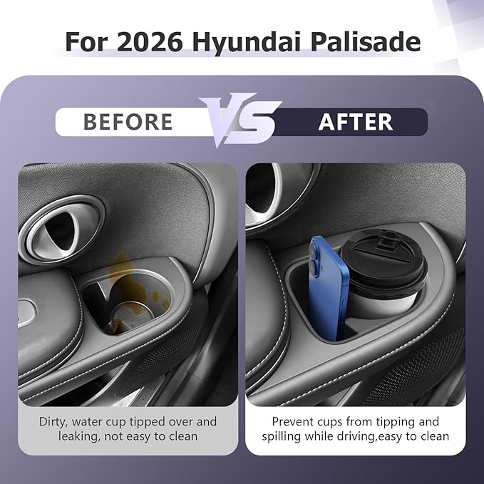 LUWU 2026 Palisade Accessories Rear Row Car Door Side Cup Holder Compatible with 2026 Palisade (SE/SEL/XRT PRO/Limited/Calligraphy) Interior Accessories TPE Material Cup Holder Insert 2-Pack