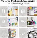 Keepo Peg Board Wall Organizer – Plastic Pegboard Panels, Modular Peg Board Storage System for Home Office, Craft Room, Gamin