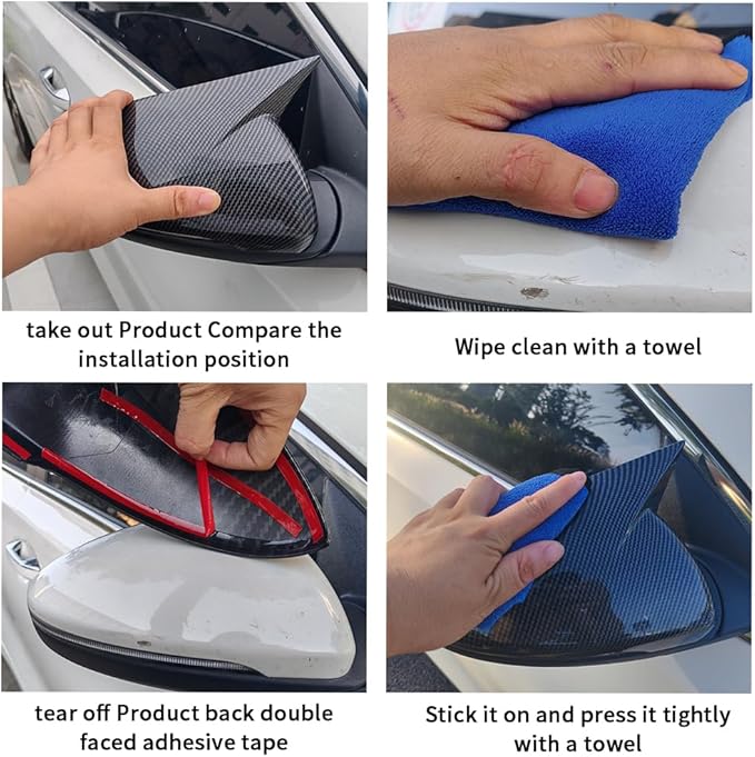 Compatible with Kia Forte Mirror Cover 2019 2020 2021 2022 2023 2024, Accessories Car Exterior Door Ox Horn Side Rearview Mirror Guard Cover Trim Caps (Carbon Fiber Color)