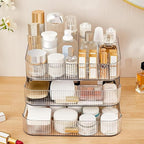 Clear Makeup Organizer for Vanity, Large Desk Organizer with Stackable Drawers for Cosmetics, Skincare, Lipsticks, Eyeshadow 
