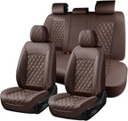 Huidasource Coffee Seat Cover, Nappa Leather Car Seat Cover, Velcro Adjustable, Compatible with Airbags, Armrests, Child Seat