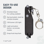 Sabre Safe Escape™ 3-in-1 Car Escape Tool for Car Safety with Spring-Loaded Window Breaker, No Swing Required, Seat Belt Cutt