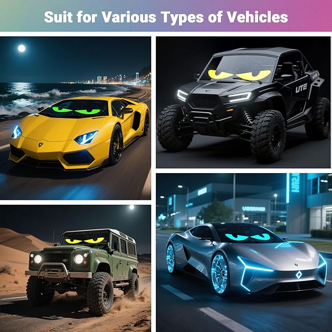 LED Eyes for Truck Windshield, Devil Eyes Light for Windshield, Devil Eyes Light for Car, Truck, SUVs, Pickup, UTV and Golf Cart (2PCS 13.7X4 INCH (Small Size for Cars Only))