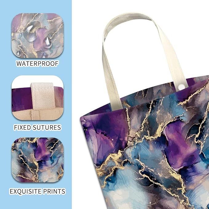 Car Trash Can, Cute Car Trash Bag, Hanging Car Organizer and Storage Bag, Trash Bin for Car Accessories, Vehicle, Travelling, Camping Luxury Purple Blue Marble