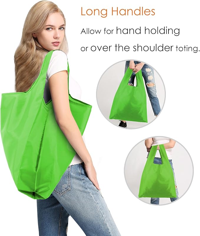 BeeGreen Christmas Green Reusable Grocery Bags Dark Green Reusable Kitchen Bags Bulk Foldable-Machine Washable with Zipper Storage Pouch 50 Packs