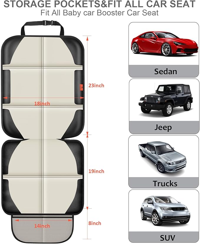 Car Seat Protector,2 Pack Car Seat Protectors Baby Carseat Waterproof Durable 600D Fabric for Child Baby Car Seat Mat Vehicle