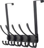 Dseap Over The Door Hook Hanger - Fits 1 3/8" to 1 3/4" Standard Doors | 5 Tri Hooks Heavy Duty Towel/Coat Rack | Door Organi