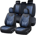 Coverado Car Seat Covers Full Set, Front Seat Covers with Lumbar Support and Back Seat Cover Waterproof Leather Automotive Se
