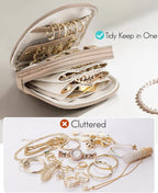 VLANDO Travel Jewelry Case,2-Layer Jewelry Organizer for Travel,Mothers Day Mom Gifts,Multi-Compartment Jewelry Storage for R