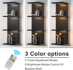 4 Tier LED Wall Shelf - Modern Floating Shelves for Makeup Vanity, Bedroom, Living Room | Easy Install Cosmetic & Display Lac
