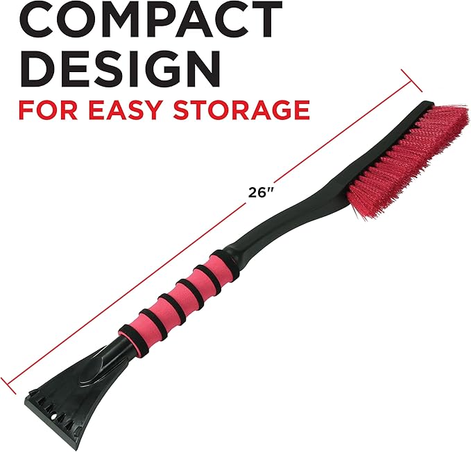 Mallory 532 26 Inch Snow Brush with Ice Scraper for Cars, Trucks, SUVs, RVs, and More (Colors May Vary)