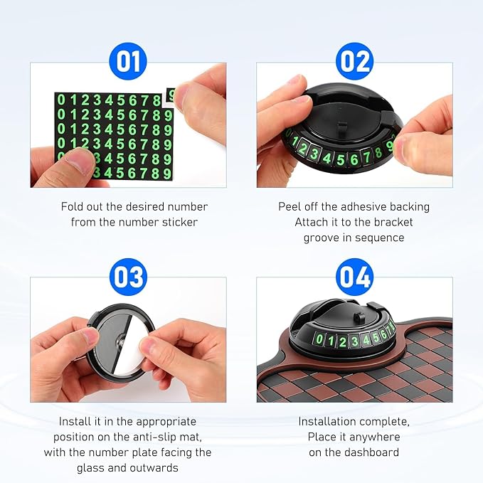 Multifunction Car Anti Slip Mat,Multi-Functional Support Anti-Slip Pad,360° Rotatable Phone Holder Car Dashboard Mat with Tem