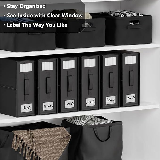 SheetCube Bed Sheet Organizers and Storage 6 Pack, Foldable Linen Closet Organizer with Window and Label, Bedding Folder Stor