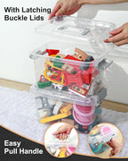EOENVIVS Plastic Storage Bins 7 Quart-Storage Organizer Bins with Grey Buckle Lids, Stackable Storage Bins with Lids for Home