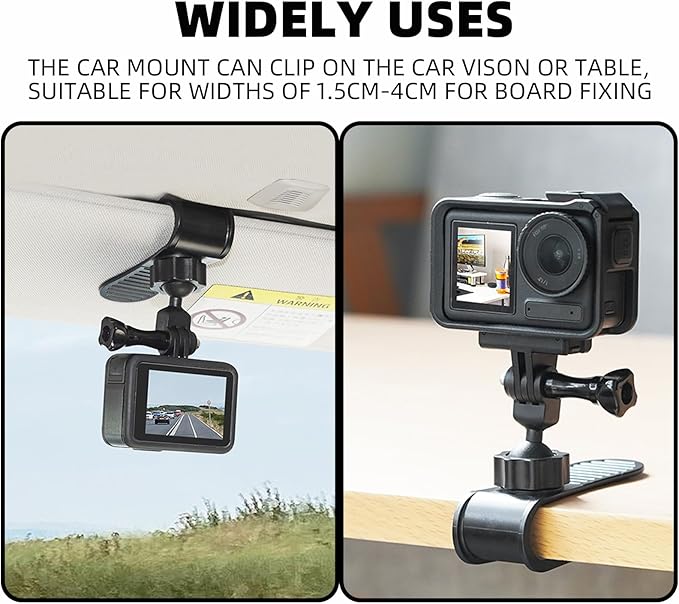 Car Sun Visor Mount for Insta360 X5 X4 X3, Car Mount Inside Holder with Phone Clip for DJI Osmo Pocket 3/360 Action 5 Pro 4 3/Xtra Muse, Go-Pro POV Mount Vlog/Video Smartphone Accessories