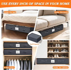 SpaceWhisper 90L Under Bed Storage Containers, 4-Pack Storage Bins with Clear Top, Foldable Closet Organizers and Storage wit