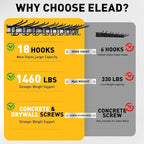 ELEAD 18-Pairs Heavy Duty Garage Tool Organizer Wall Mount Hooks, 96 Inches 1460 lbs Garden Tool Organizer with Adjustable Ho
