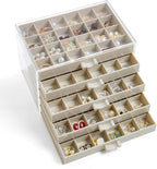 YUFONG Earring Storage Box Organizer, Acrylic Jewelry Storage Box Holder 5 Drawers Transparent Jewelry Display Stand with 120