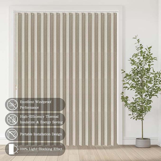 Jilron Accordian Door Curtain, 100% Blackout Folding Magnetic Doorway Curtains,Linen Style Closet Doors,for Room Divider,Priv