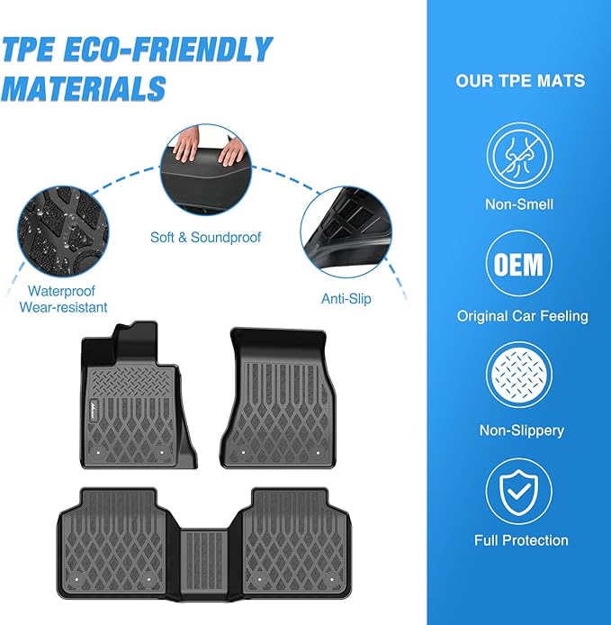Nilight TPE Floor Mats for BMW 740i 750i M 760i xDrive (G12) 2016 2017 2018 2019 2020 2021 2022 2023 All Weather Custom Fit Heavy Duty Floor Liners