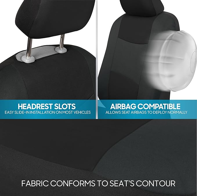 BDK PolyPro Car Seat Covers Full Set in Reverse Charcoal, Front and Rear Split Bench Seat Covers for Cars, Easy to Install Ca