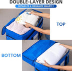 TAILI 2 Tier Extra Large Moving Bags, 4 Pack Blue Heavy Duty Totes for Storage with Visible Window, Wrap Around Handles, Stor