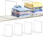 OKPOW Shelf Dividers for Closet Organization: 4 Pack Durable Clear Acrylic Divider Organizer for Shelves - Vertical Adjustabl