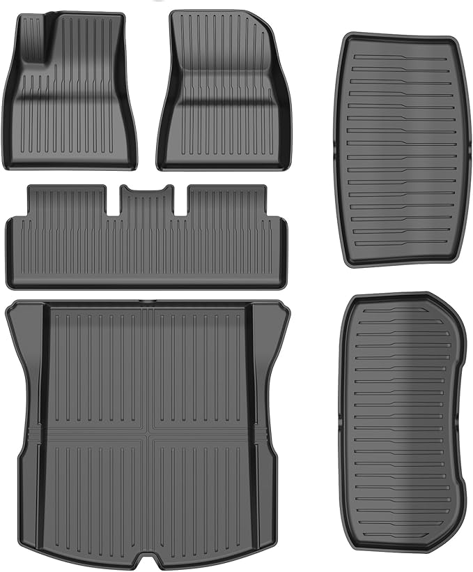 6PCS All-Weather TPE Floor Mats & Cargo Liner Set - Compatible with 2024-2026 Model 3 Highland/Standard | Custom Fit Anti-Slip Interior Protection