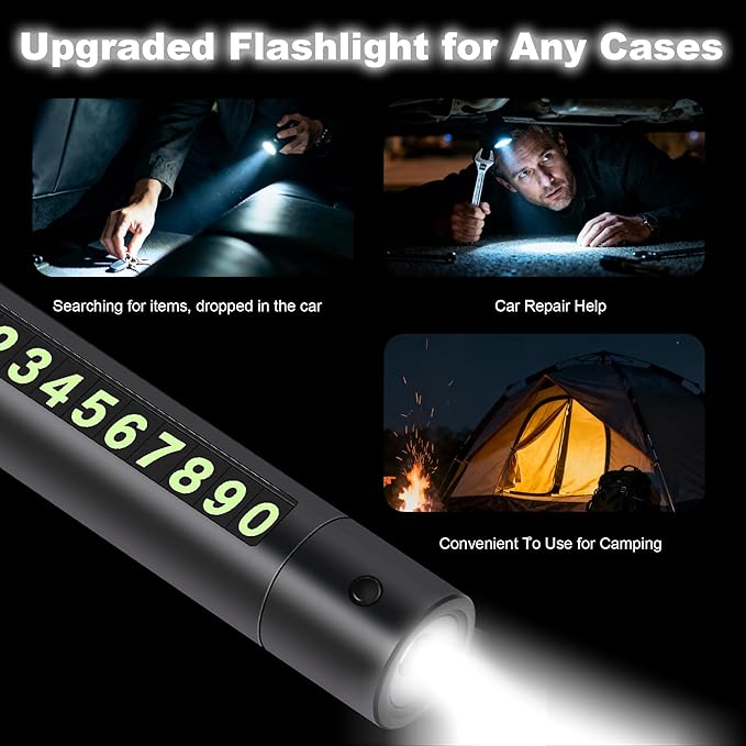 Upgraded 2026 Safe Hammer Glass Breaker Flashlight Car Parking Card, Car Hammer Seatbelt Cutter Window Breaker Emergency Esca