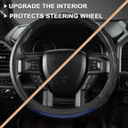 GIANT PANDA Car Steering Wheel Cover for Ford F150 F250 F350 Expedition 15.5-16 inches - Blue
