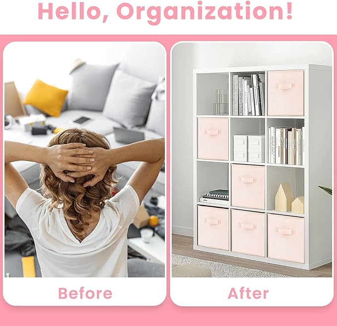 Criusia Storage Cubes - 13 Inch Heavy Duty Fabric Storage Bins for Shelves Closet Cube Organizer - 8 Pack Collapsible Cube St