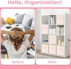 Criusia Storage Cubes - 13 Inch Heavy Duty Fabric Storage Bins for Shelves Closet Cube Organizer - 8 Pack Collapsible Cube St