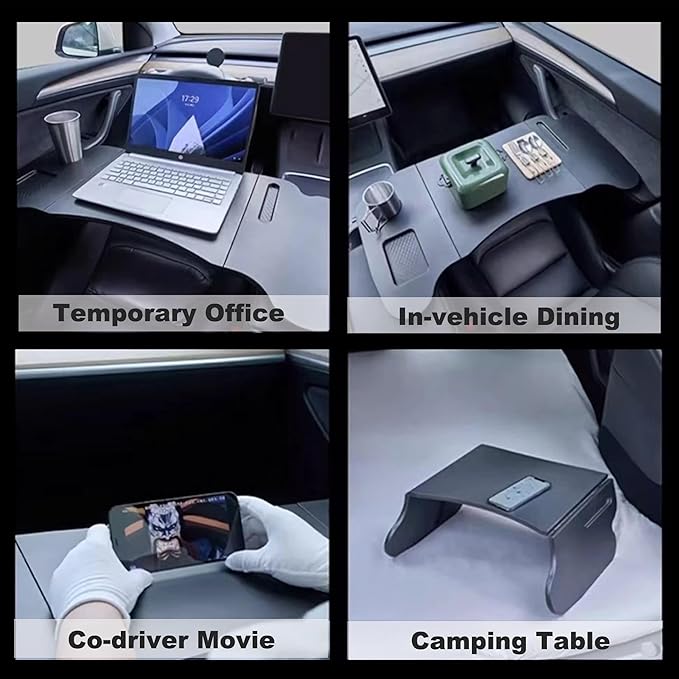 Foldable Car Tray for Tesla Model Y Model 3 S X Y Juniper, Upgraded Car Desk for Dining, in-Car Work, Travel and Outdoor