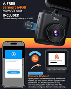 Sarmert C2 4K Dual Dash Cam Front and Rear - Built-in GPS and 5G WiFi, Free 64GB Card Included, 4K UHD Dash Camera for Cars, 