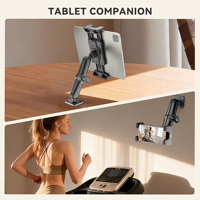 OHLPRO 6" Aluminum Arm Tablet Mount for Truck - Heavy Duty Drill Base Car Tablet Holder Compatible with iPad Samsung Tab 5"-13" Tablets and Phones, for Dashboard/Wall/Business/Desktop, etc.