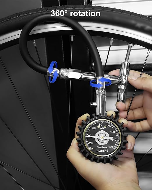 Tire Pressure Gauge for Cars Schrader and Presta 160 PSI, Road Bike Tire Air Pressure Gauge Luminous Dial, Suitable for Car, Motorcycle, Bike, SUV and Truck