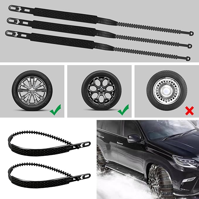 20 Pack Snow Tire Chains Snow Straps, Adjustable Zip Tie Snow Chains, Universal Emergency Snow Chains, Reusable Plastic Anti 