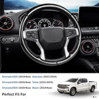 Steering Wheel Cover for Chevy Silverado 1500 2019-Present/ 2500 3500 2020-Present/Blazer 2019-Present (Gasoline Models)/ Suburban Tahoe 2021-2024, Car Steering Wheel Cover Accessories for Chevrolet