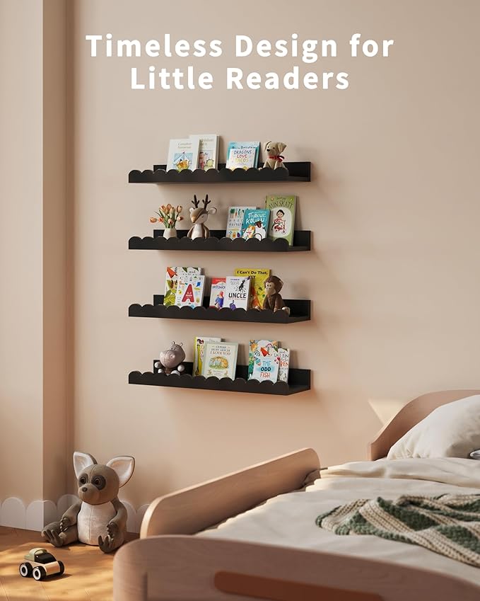 Shario Nursery Shelves (Black, 16.5 Inches)