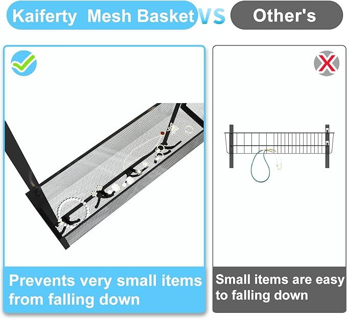 Kaiferty Over The Door Hooks Organizer,Over Door Hanger Towel Rack Mesh Basket with 12 Hooks,Back of Door Storage Organizer f